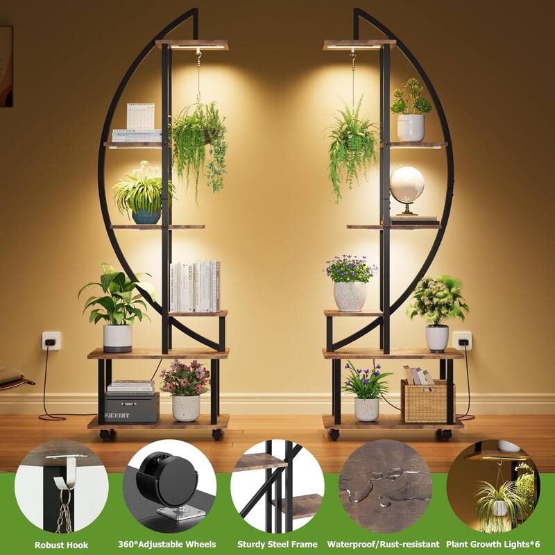 6 Tier 69.2" Tall Plant Stand Shelf with Grow Lights