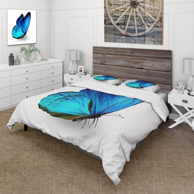 Designart 'Vibrant Blue Butterfly' Modern Duvet Cover Set