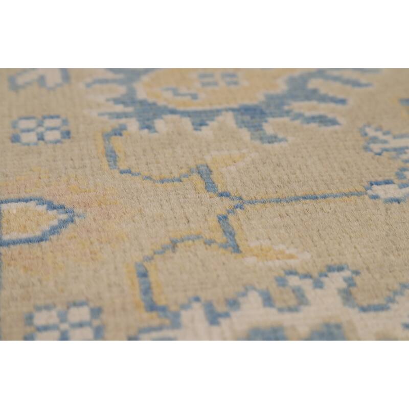 Hand Knotted Oriental 100% Wool Carpet Transitional All-Over Peach Oushak Area Rug - 10' 1'' X 8' 3''