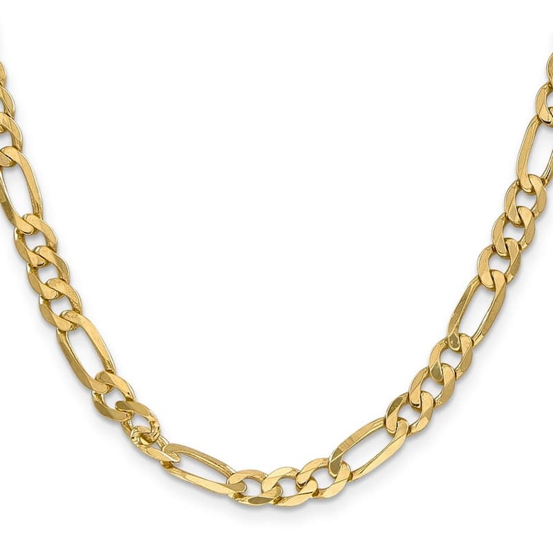Curata 14k Yellow Gold Polished Lobster Claw Closure 6.25mm Flat Figaro Bracelet