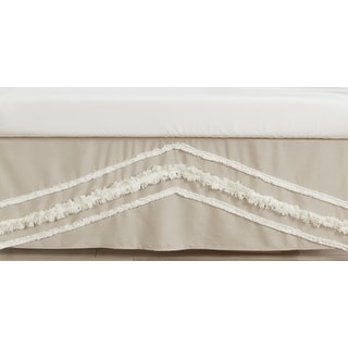 Boho Bohemian Boy Girl Crib Bed Skirt - Solid Color Taupe Beige Ivory Cream Linen Farmhouse Shabby Chic Tufted Neutral Unisex