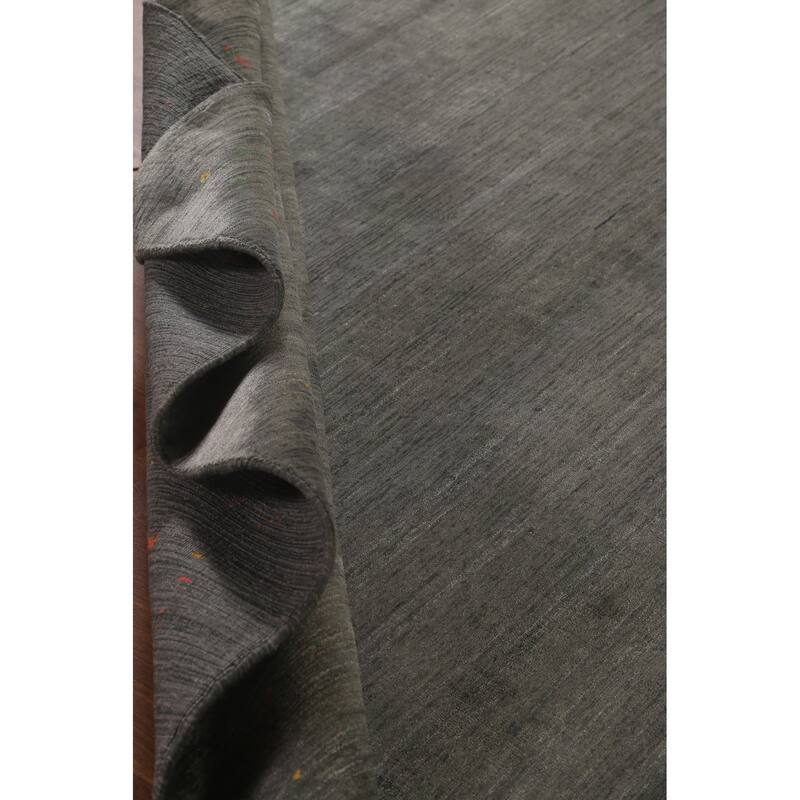 Dark Gray & Green Gabbeh Oriental Area Rug Hand-Knotted Wool Carpet - 7'11" x 9'10"