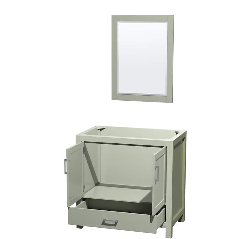 Wyndham Collection Sheffield 36" Hardwood Vanity Cabinet and Mirror -