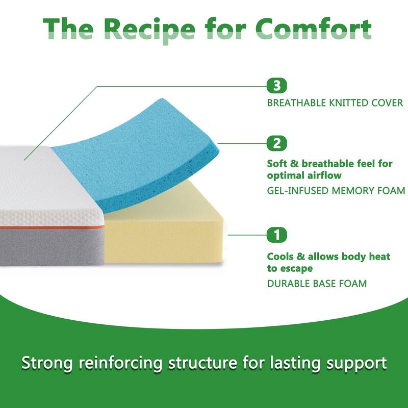 7.8 Inch Memory Foam Mattress for Cool Night & Pressure Relief, Medium Firm Feel