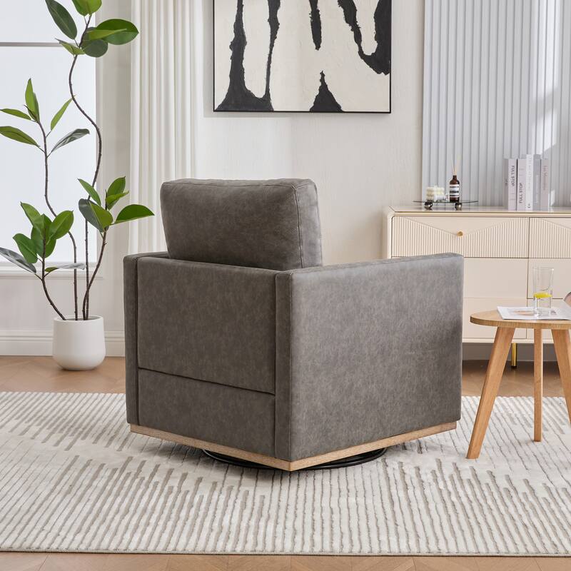 30.7"W Upholstered Square Swivel Accent Chair and Comfy Accent Single Sofa Chair, 360 Degree Club Chair, Lounge Armchair