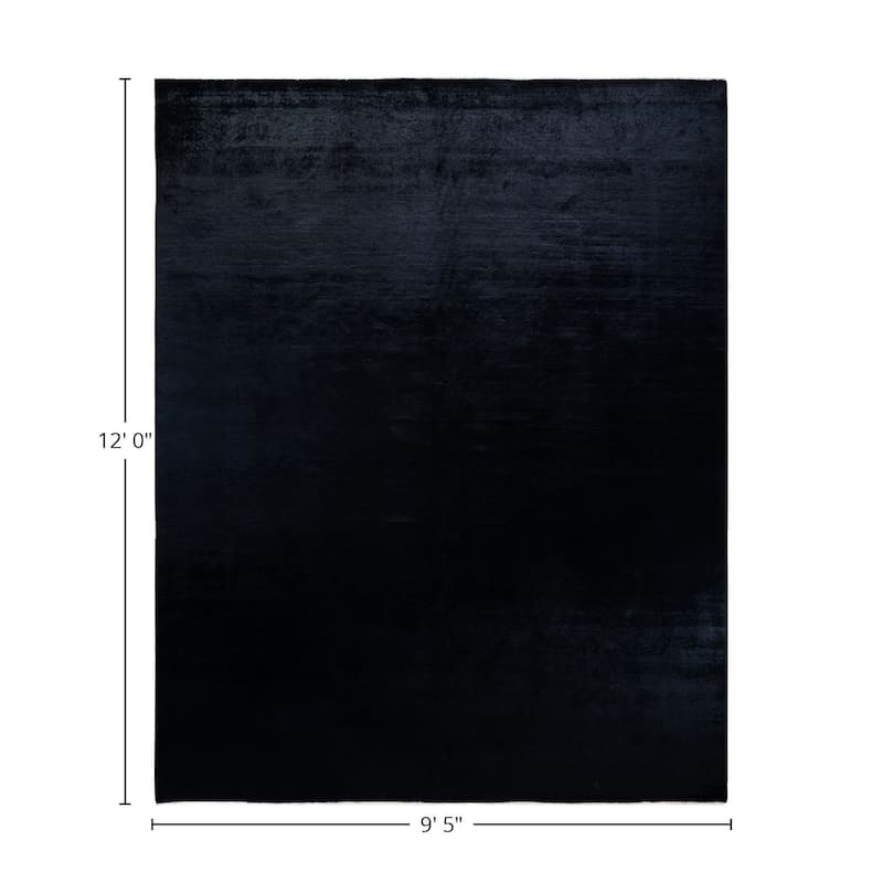 Overton Hand Knotted Wool Vintage Inspired Modern Contemporary Overdyed Black Area Rug - 9' 5" x 12' 0"