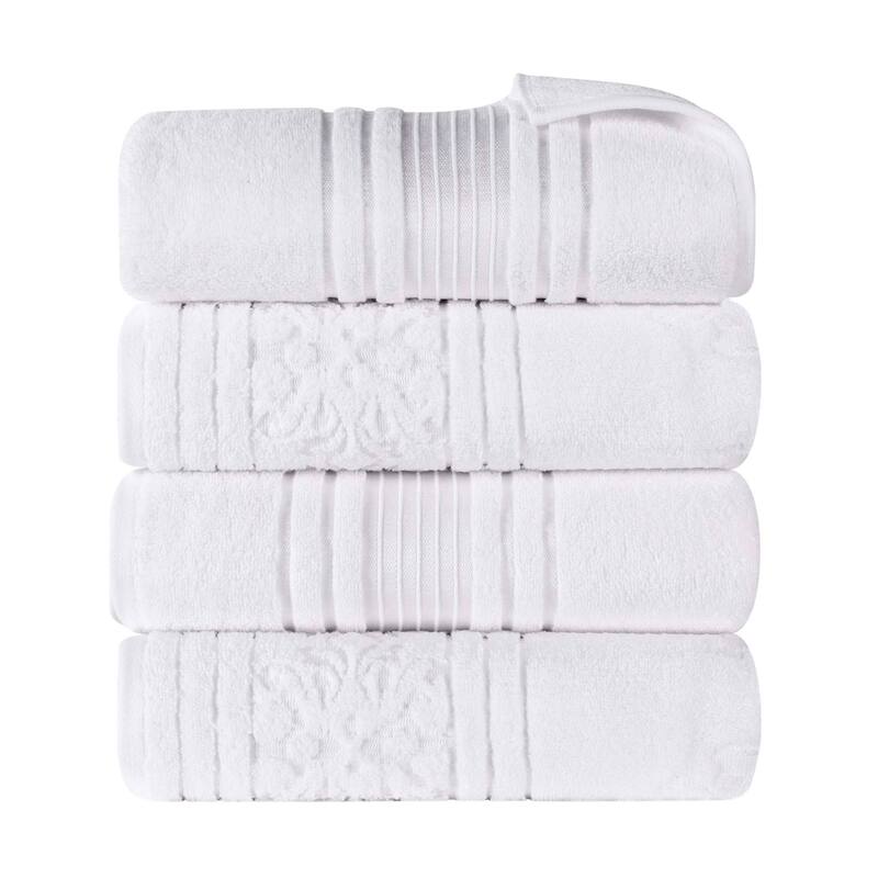 Superior Sadie Zero Twist Cotton Solid and Floral Bath Towel Set of 4