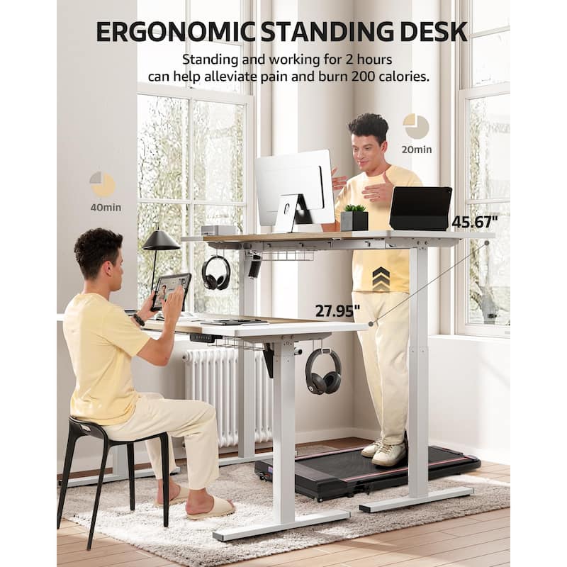 SIAGO Electric Standing Desk Height Adjustable Computer Desk with Cable Management & Spacious Work Surface