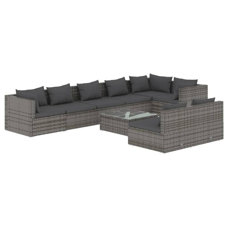 vidaXL Patio Lounge Set Outdoor Sectional Sofa Set Table Garden Poly Rattan - 27.6" x 27.6" x 23.8"
