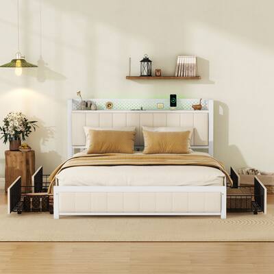Queen Bed Frame with LED Headboard