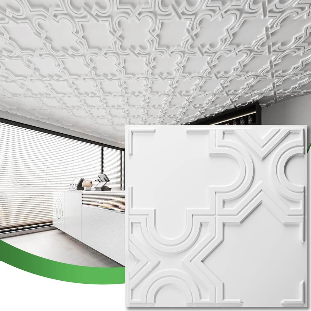 Art3d 3D PVC Ceiling Tiles, 3D Wall Panels, 2x2 ft. (pack of 12)