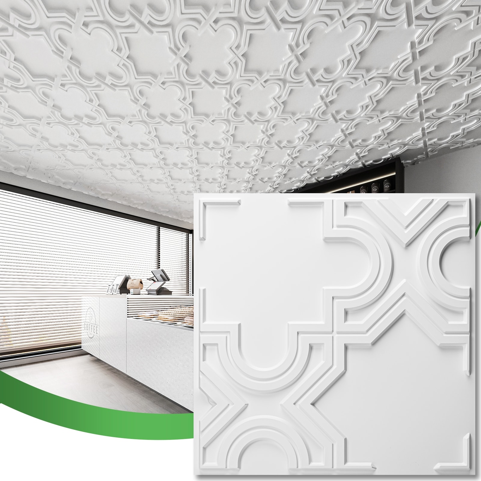 Art3d 3D PVC Ceiling Tiles, 3D Wall Panels, 2x2 ft. (pack of 12)