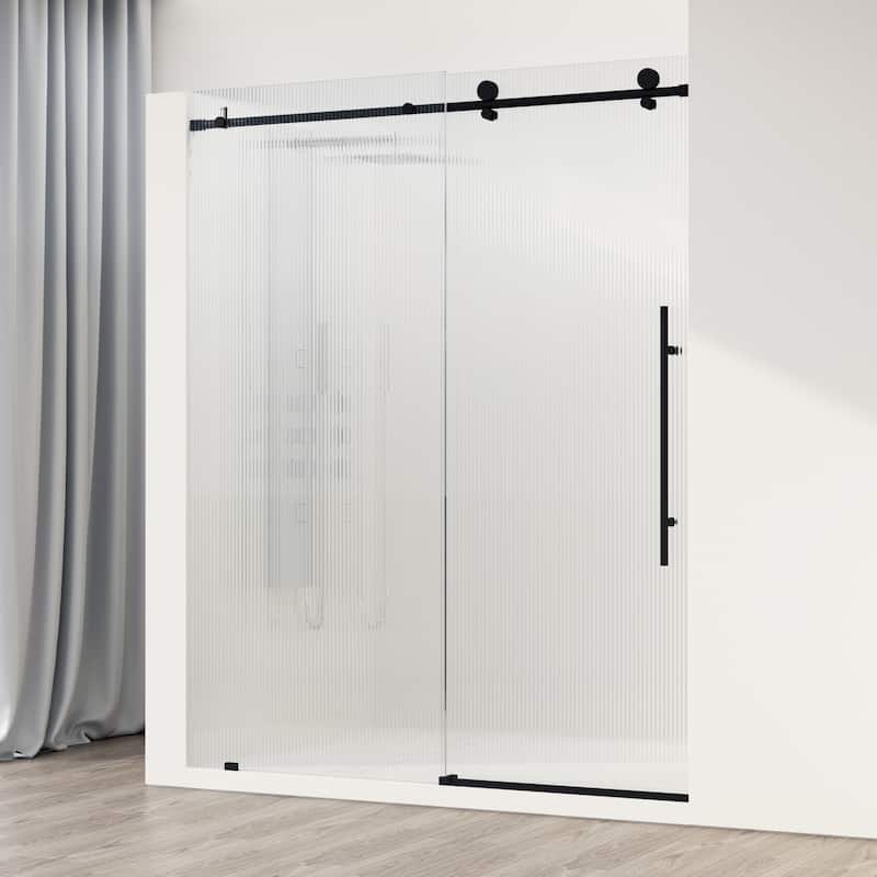 VIGO Elan E-Class 56" to 60" W x 76" H Frameless Sliding Shower Door - Right - Matte Black