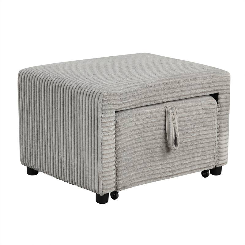 94" Convertible L-shaped Sectional Sofa with Pull-out Bed, Movable Ottoman and Stool, Storage, Cup Holder, and USB Ports