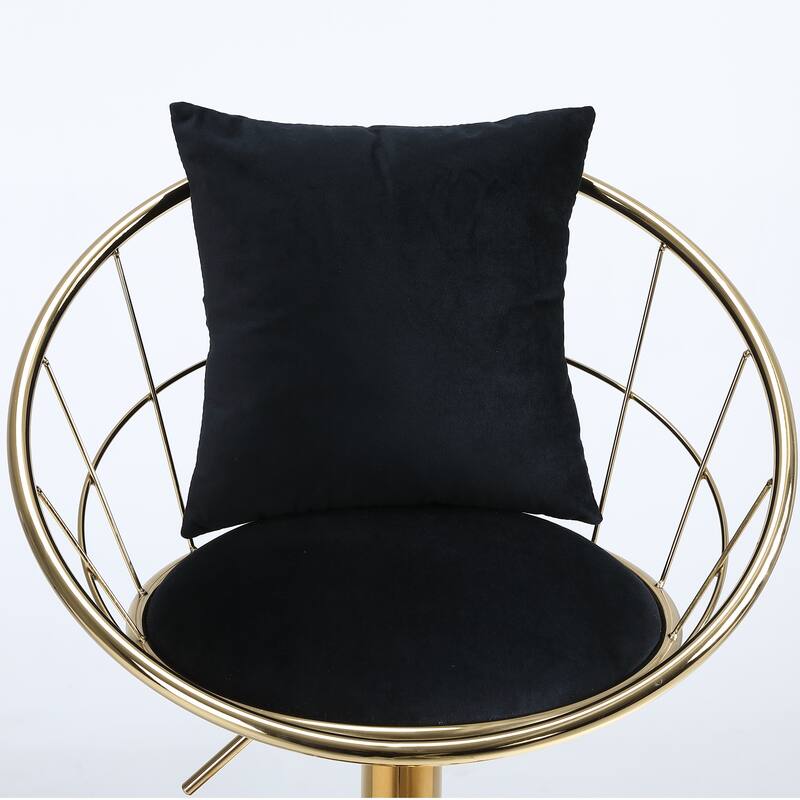 360° Swivel Bar Stools Set of 2, Modern Adjustable Counter Height Velvet Bar Chair, Kitchen Island Dining Chairs for Cafe Pub