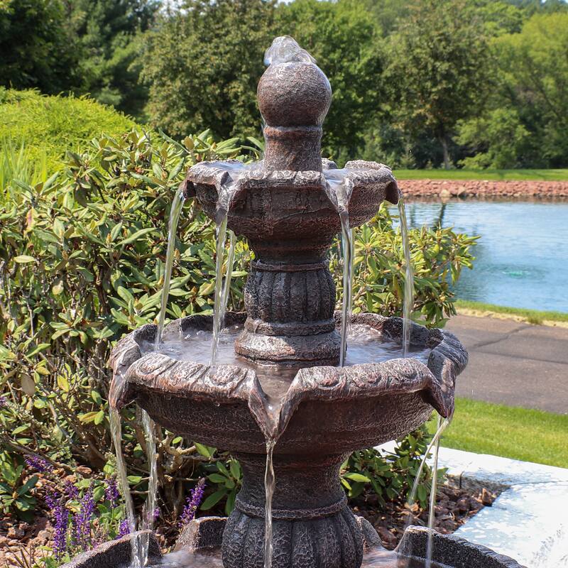 Sunnydaze Mediterranean 4-Tier Outdoor Water Fountain with Electric Pump - 49"