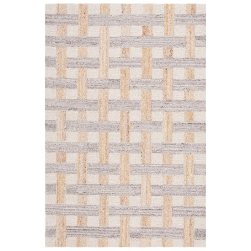 SAFAVIEH Handmade Fifth Avenue Ubbina Mid-Century Modern New Zealand - 6' x 9' - Ivory/Beige - Runner/Rectangle