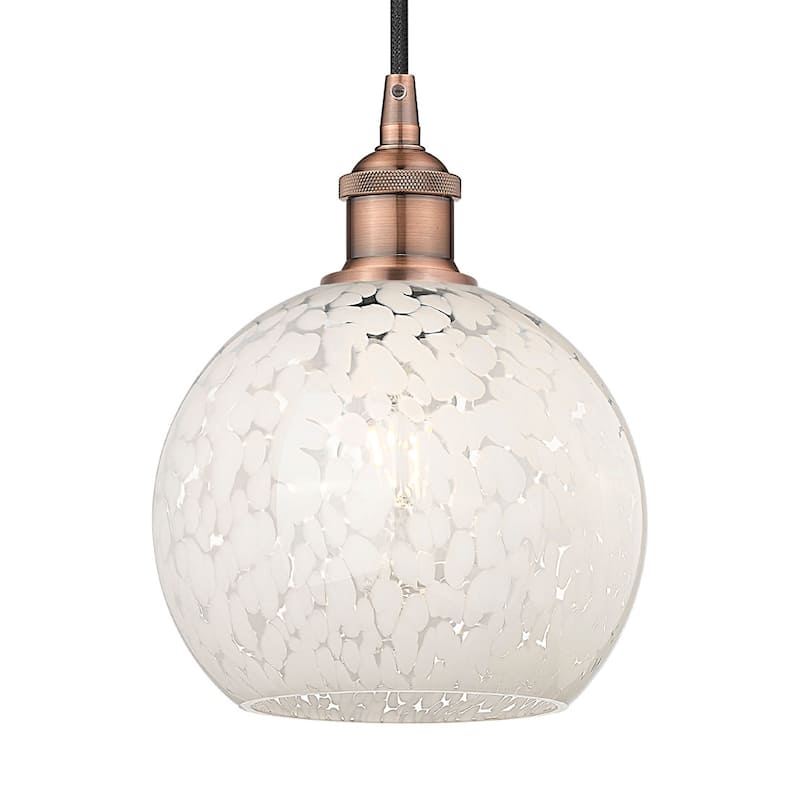 Innovations Lighting 616-1P 10 8 White Mouchette Pendant White - Antique Copper