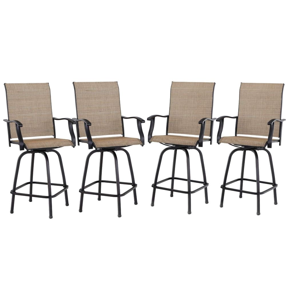 Outdoor All-Weather Swivel Patio Bar Stools With Arms(Set of 2/4/6)