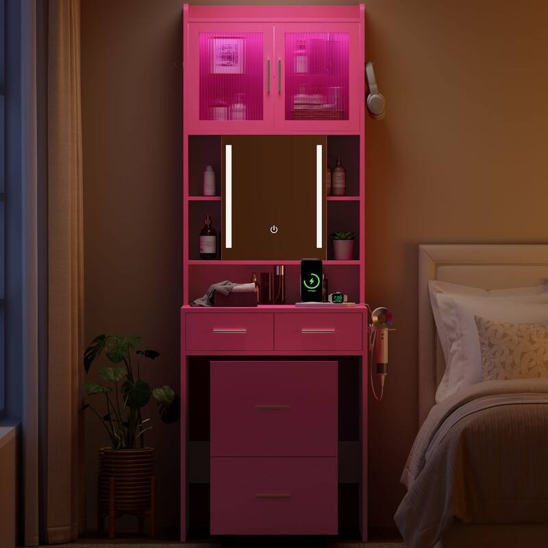 Particle Board with Textured Melamine Finish, 3-Drawer 2-Door Dressing Table Set