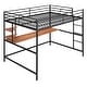 preview thumbnail 13 of 34, Unisex Metal Storage Loft Bed Frame w/ Desk & Full-length Guardrail