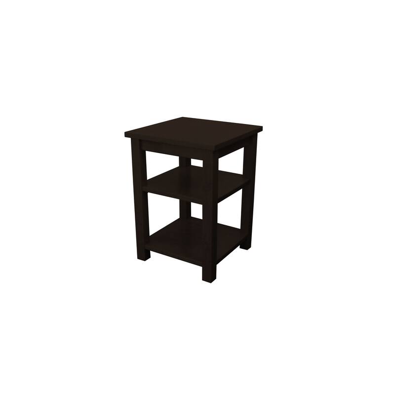 Solid Pine Night Stand with 2 Shelves - Rich Tobacco Stain