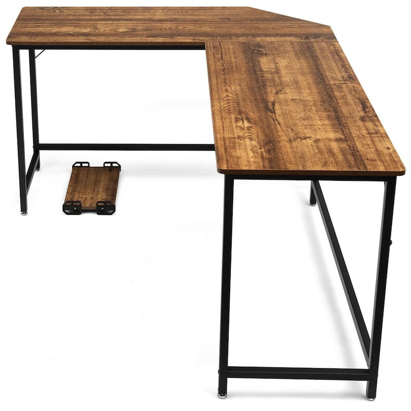 Costway L-Shaped Computer Desk Corner Workstation Study Gaming Table