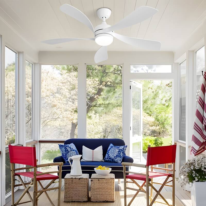 52 Inch Ceiling Fan with Remote & Lights Quiet DC Motor 5 Blade High CFM Modern Fan