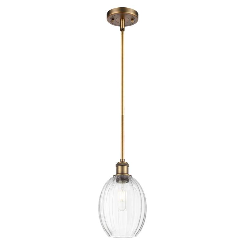 Innovations Lighting Endless Possibilities Ballston - Preston - 1 Light 6" Bulb Shade Stem Hung Mini Pendant - Clear/Brushed Brass