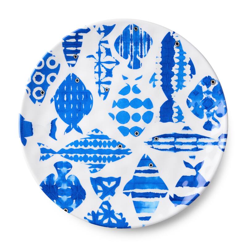 Certified International Fish Tale Melamine 11" Dinner Plates, Set of 6 - 11.00"L x 11.00"W x 0.50"H