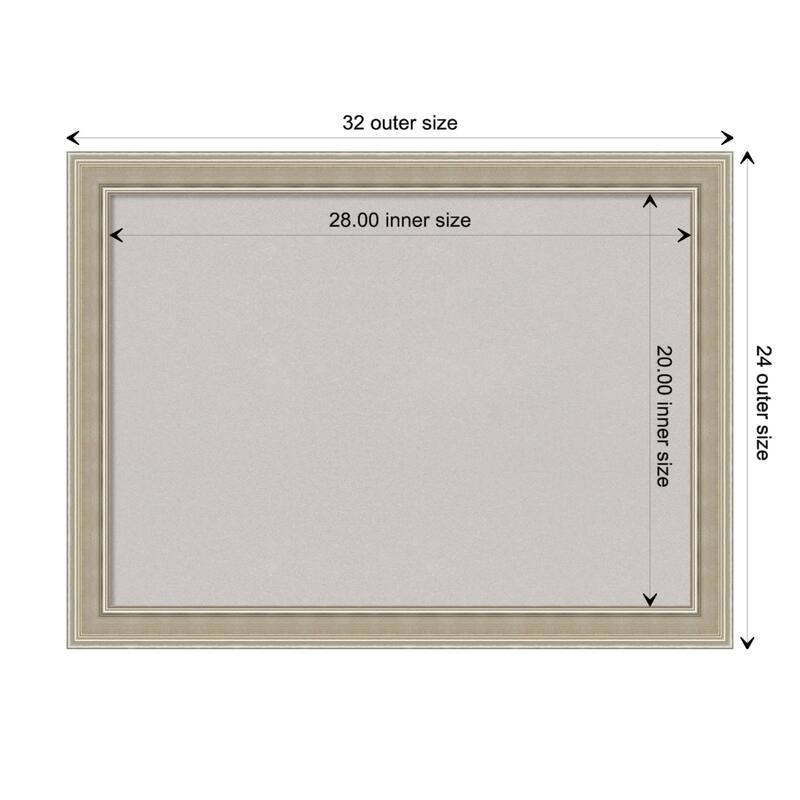 Mezzo Silver Wood Framed Grey Corkboard Bulletin Board - Board Size 28x20