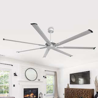 Ceiling Fan Modern 100" Industrial 7-Blade Silver Metal