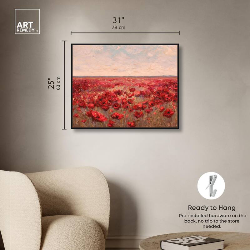 Sea of Red Poppies I Canvas by Art Remedy