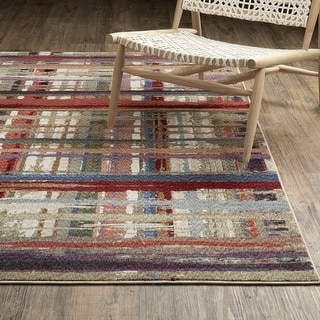 Tobias Modern Abstract Grid Multi-colored Area Rug - Bed Bath & Beyond ...