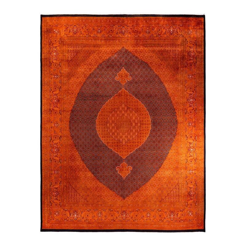 Overdyed, One-of-a-Kind Hand-Knotted Area Rug - Orange - 12' 1" x 15' 4"