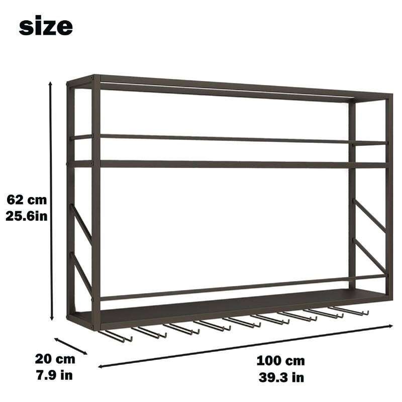 Wall Mounted Wine Rack - 39.3"W x 7.9"D x 25.6"H
