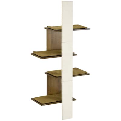 PawHut Wall-Mounted Cat Tree, 4-Layer Cat Wall Shelves Furniture with Scratching Board