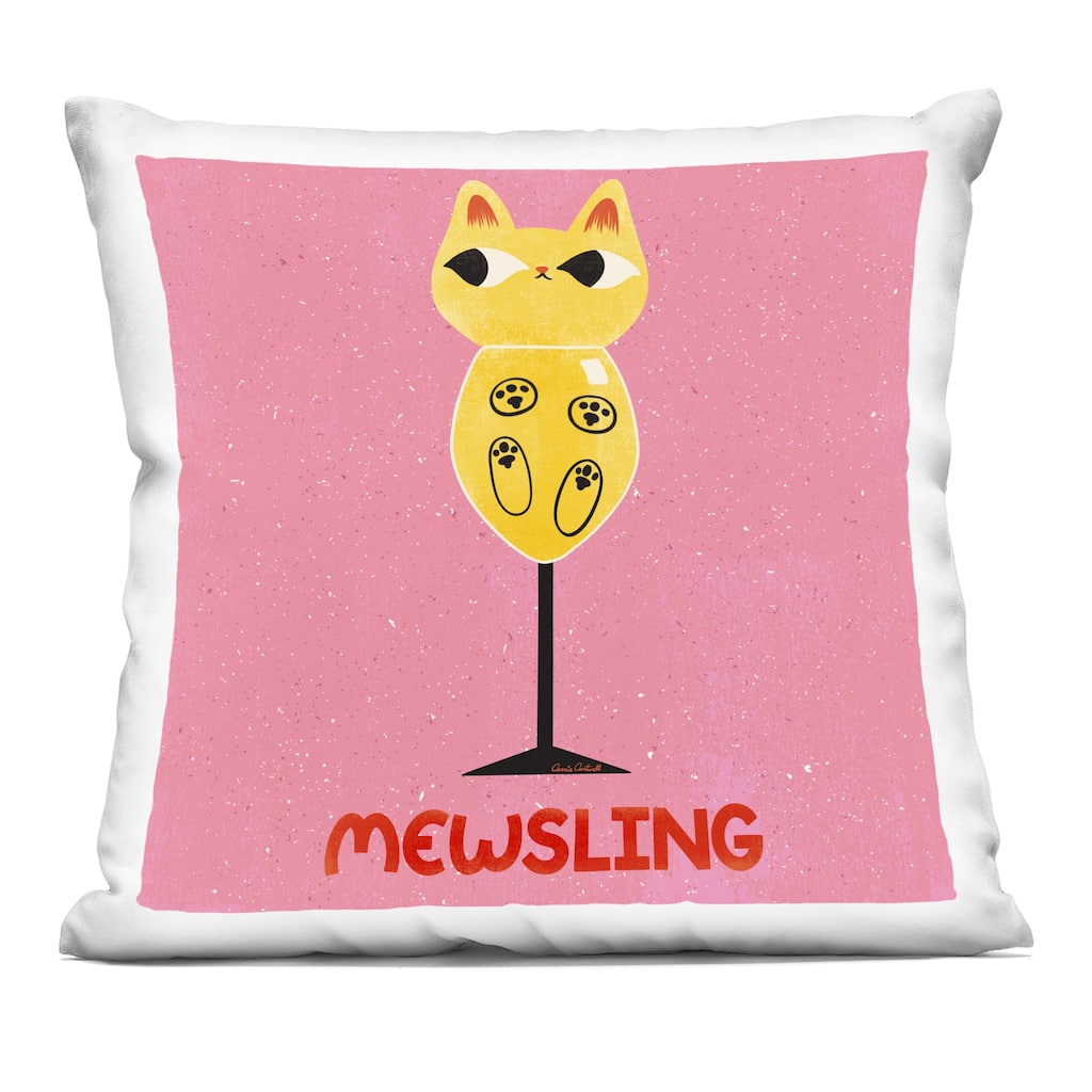 Stupell Mewsling Cat Wine Decorative Printed Throw Pillow Design by Carrie Cantwell