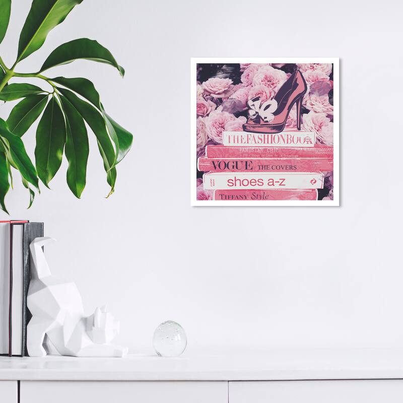 Wynwood Studio Canvas Fashion and Glam A Chic Library Pink and Dark Pink Glam Wall Art Canvas Print - 12 x 12