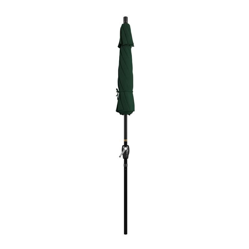 California Umbrella 75' Round Crank Lift Push Button Tilt Black Aluminum Patio Umbrella, Olefin
