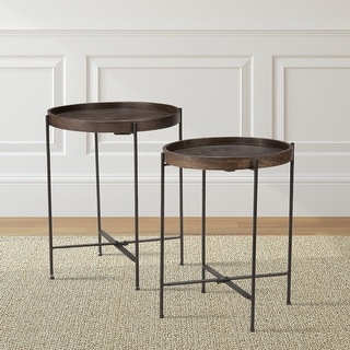 Cassidy Mango Wood Metal Round 2 Piece Accent Table Set By Greyson Living Overstock 17350999