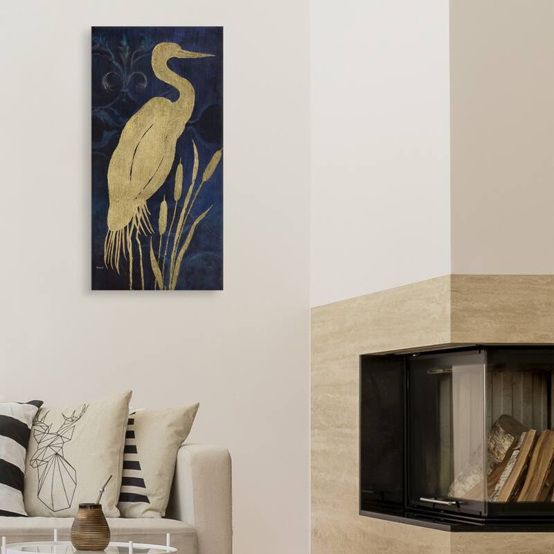 Egret on Indigo I Canvas Art Print