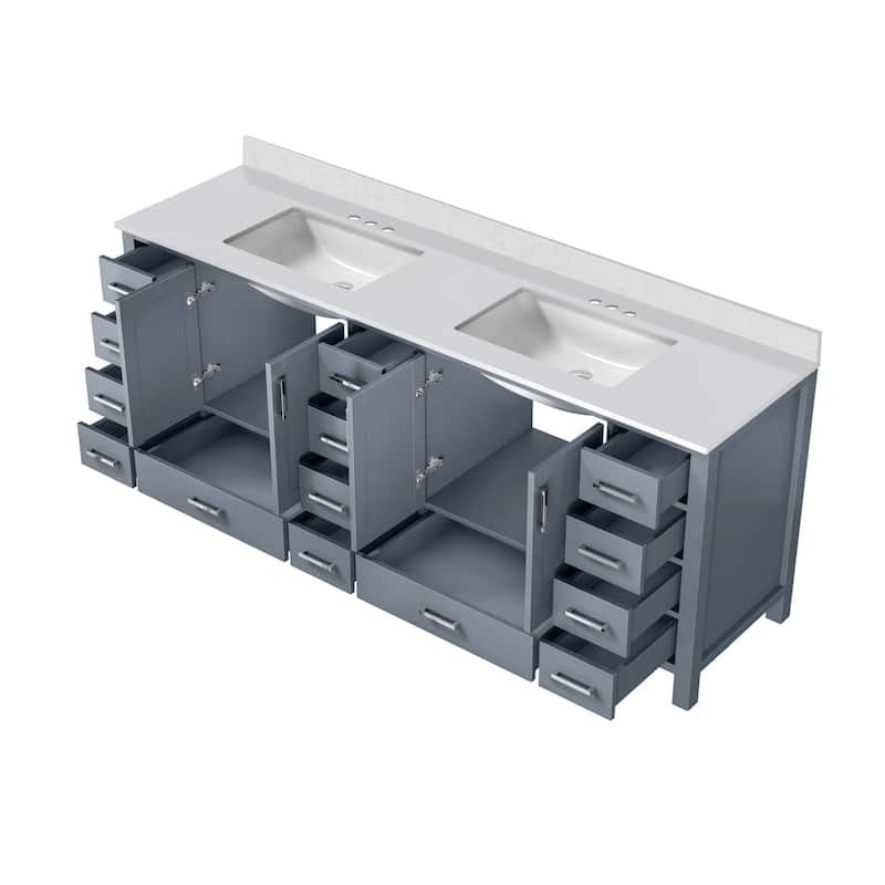 Jacques 84 in. W x 22 in. D Dark Grey Double Bath Vanity and White Quartz Top