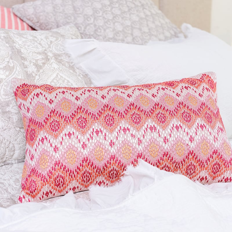 14"x 22" Darla Woven Geometric Diamond Cotton Decorative Throw Pillow
