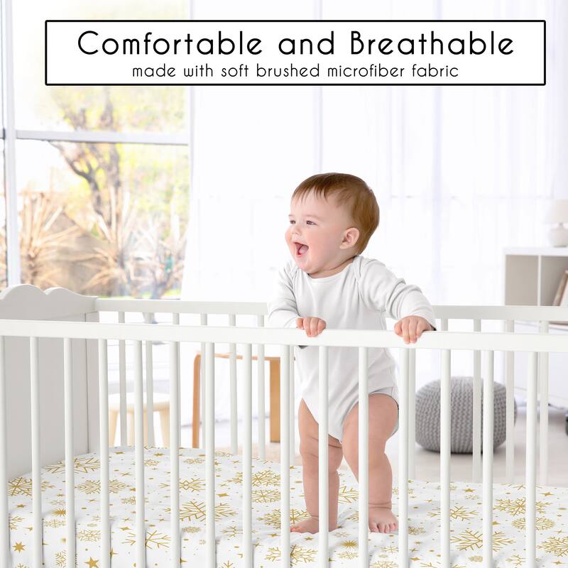 Sweet Jojo Designs Christmas Holiday Boy, Girl, Unisex/Gender Neutral Fitted Crib Sheet - Xmas Snowflakes for Festive Christmas