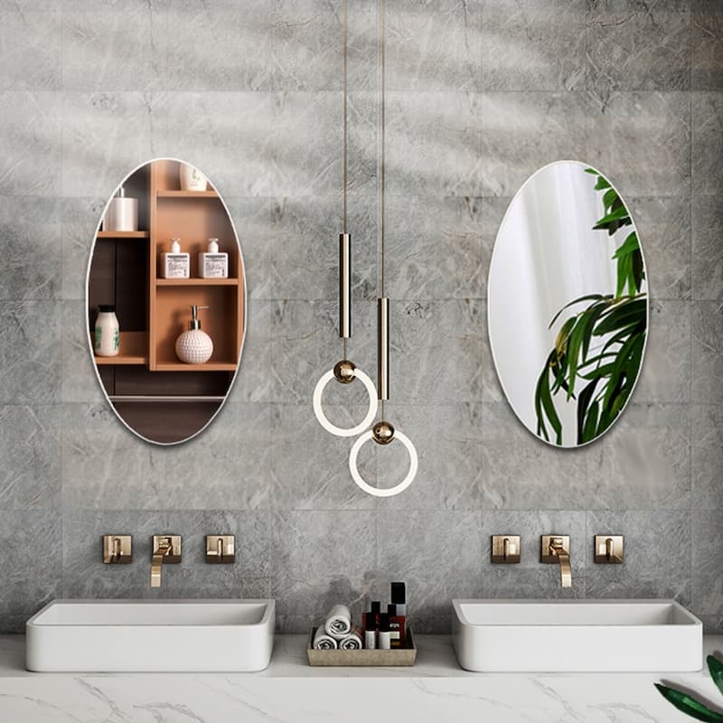 25" Round Mirror Frameless Beveled Wall Mounted Bathroom Mirror