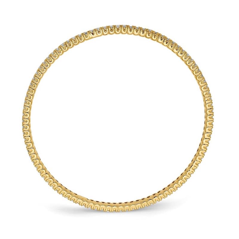 Curata 925 Sterling Silver Gold Plated 8" 2mm Cubic Zirconia Prong Slip On Line Bangle Bracelet