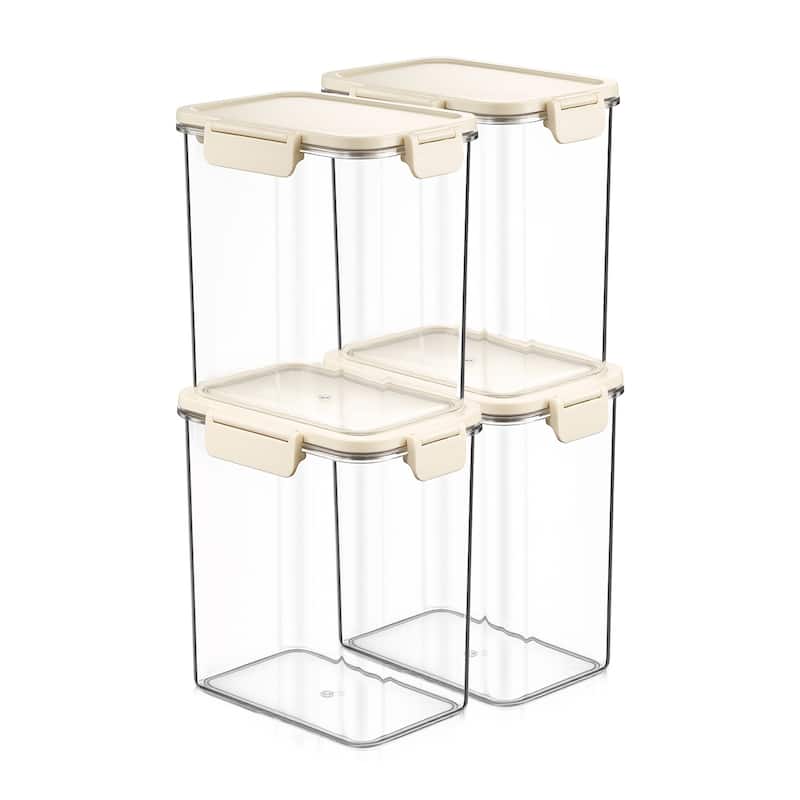 Sorbus Airtight Food Storage Container, Clear Stackable Canister for Pantry, Rice, Pasta, Cereal & Snacks - Medium Tall Rectangle - 4 Piece