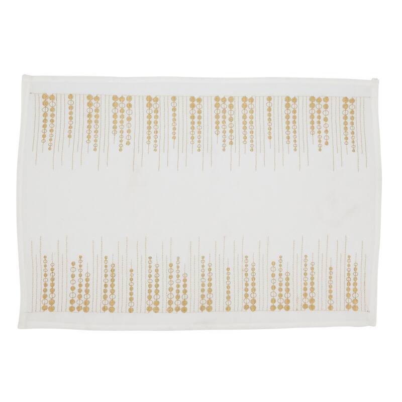 Elegant Embroidered Dots Placemat (Set of 4) - Set of 4 - Gold