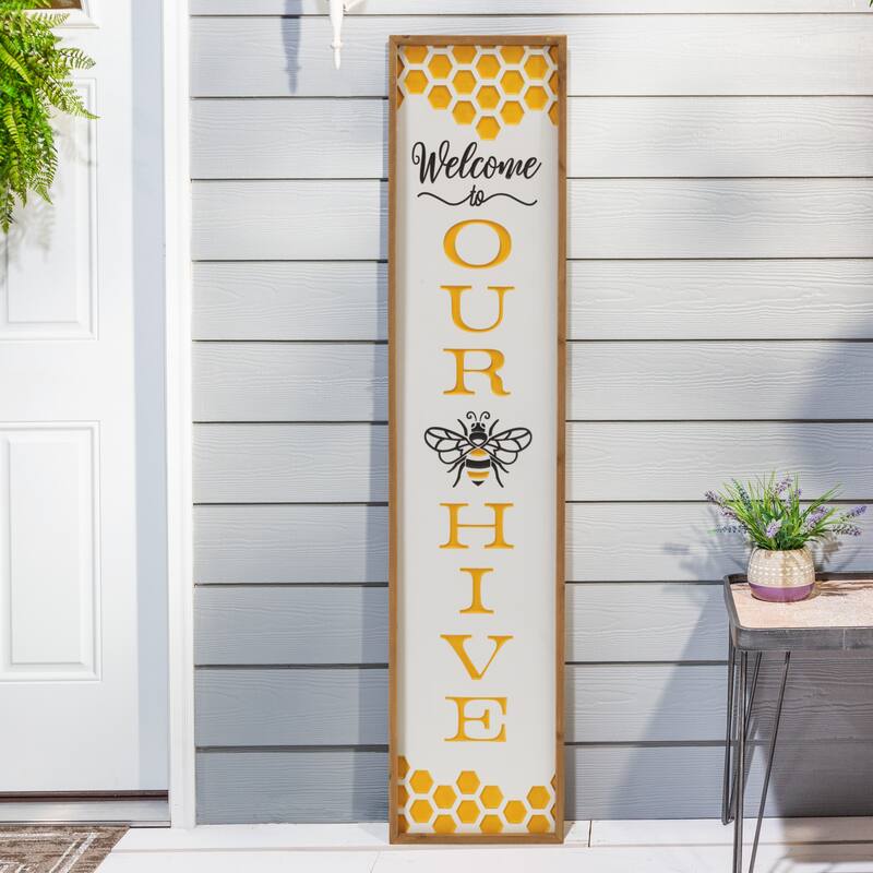 48 in. Wooden Engraved Bee Wall Sign